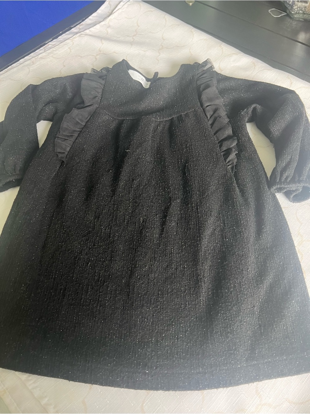 Zara Black Sparkle Ruffle-Trim Dress4/5